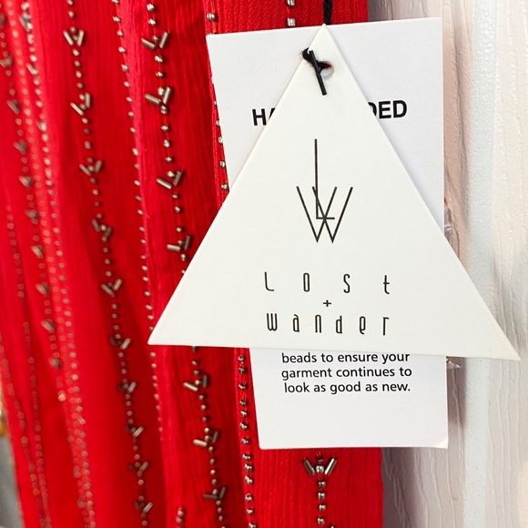 Lost + Wander Hand Beaded Swing Dress in Red NWT - Picture 9 of 9